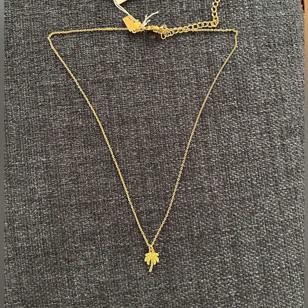 kate spade Gold Minimalist Necklace with Palm Tree Pendant - Cali Dreaming